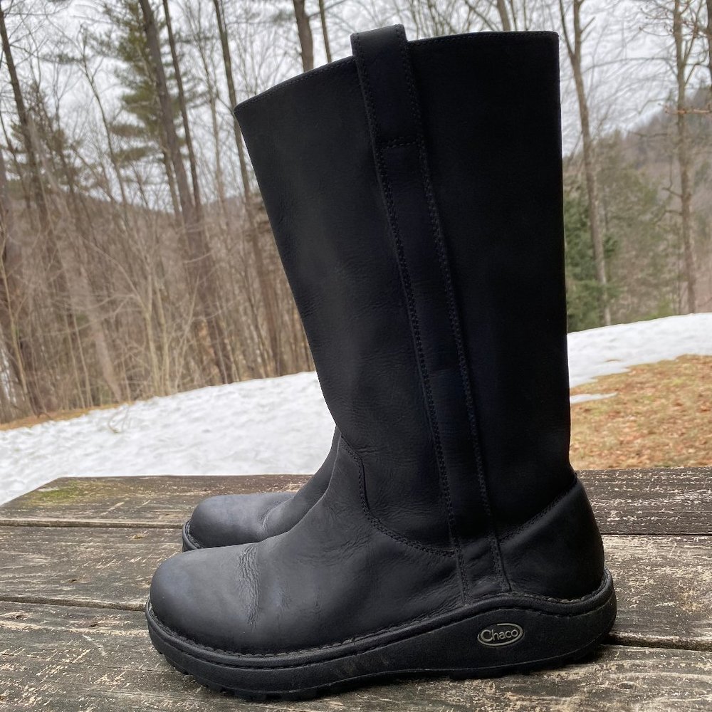 Women's Black  Chaco Credence Tall Leather Boots - Size 11 EXC Shape!